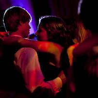 Skyline seniors Alex Belanger and Rachel Mettler dance during Skyline High School's first prom Saturday evening at the Michigan Union Ballroom.Jeffrey Smith | AnnArbor.com